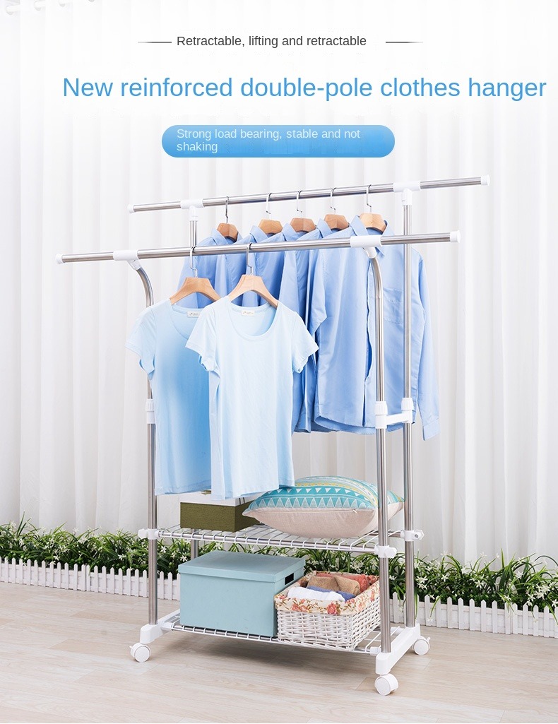 Clothes Drying Rack Flooring Home Drying Rack Double Rod Removable ...
