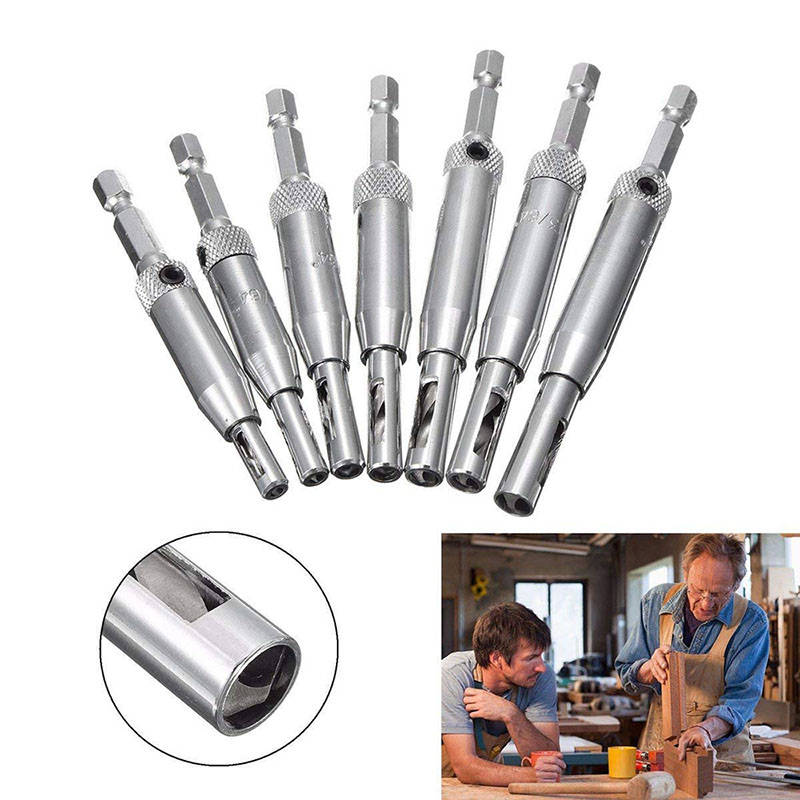 KIPRUN 7pcs Core Drill Bit Set Self Centering Hole Puncher Hinge Tapper ...