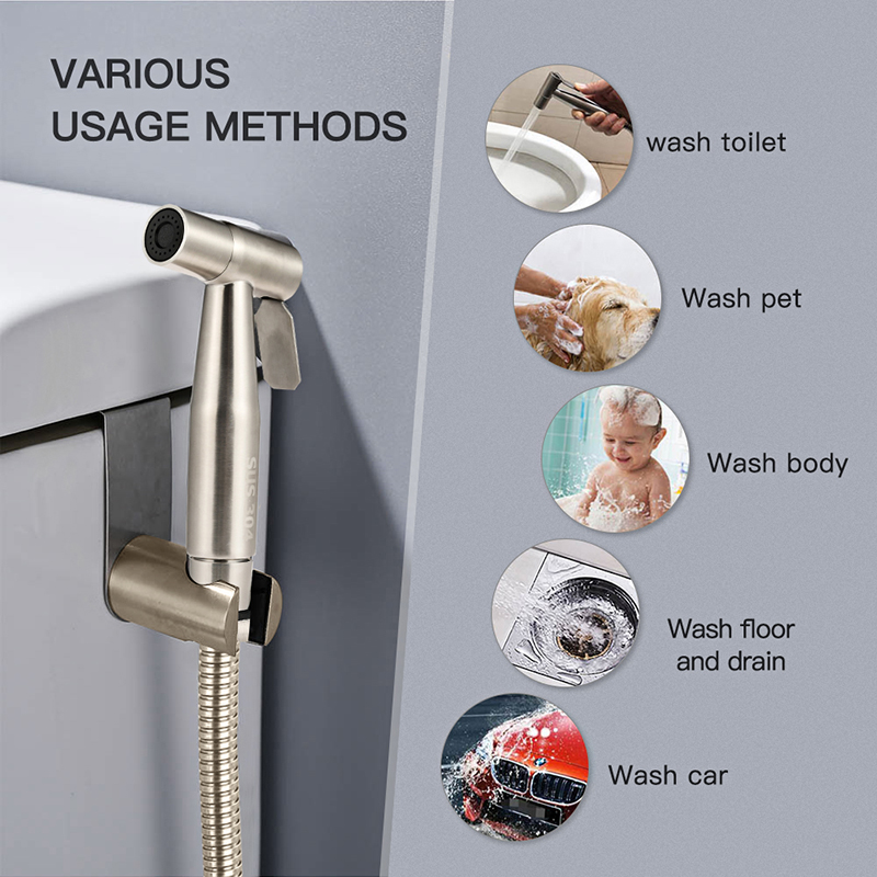 Quality Handheld Stainless Steel Bidet Spray Set | Toilet Bidet Sprayer With Angle Valve (black Silver Gold) I.339766724 - View #12