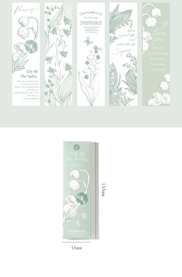 Penlab 20pcs Lily of The Valley Bookmark Set Relief Flower Paper Memo ...