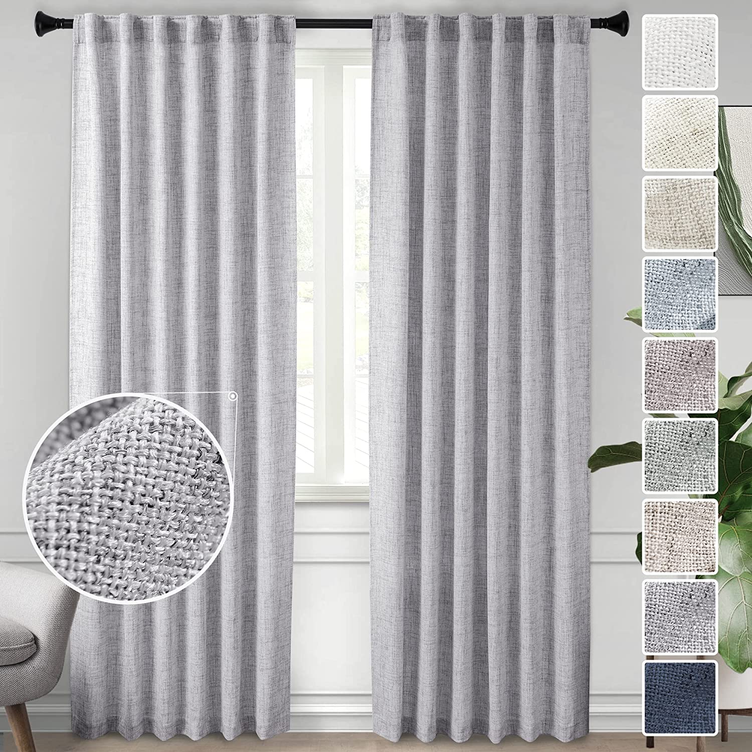 Linen White Semi Day Curtain Light Filtering Half Length Window Sheer ...