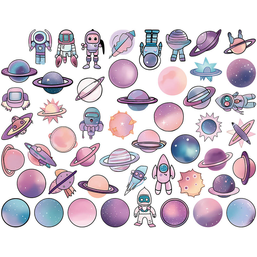 [Large stickers]50PCS Planet Moon Space Galaxy Astronomy Planner ...
