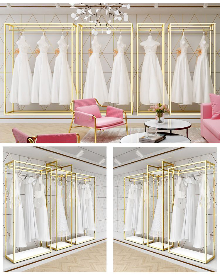 Nano Gold Wedding dress display rack Clothing shop display rack dress ...