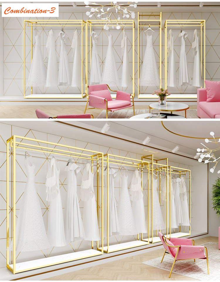 Nano Gold Wedding dress display rack Clothing shop display rack dress ...