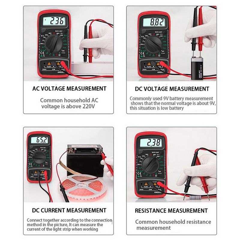 KIPRUN Digital Multimeter AC/DC Ammeter Volt Ohm Tester Meter ...