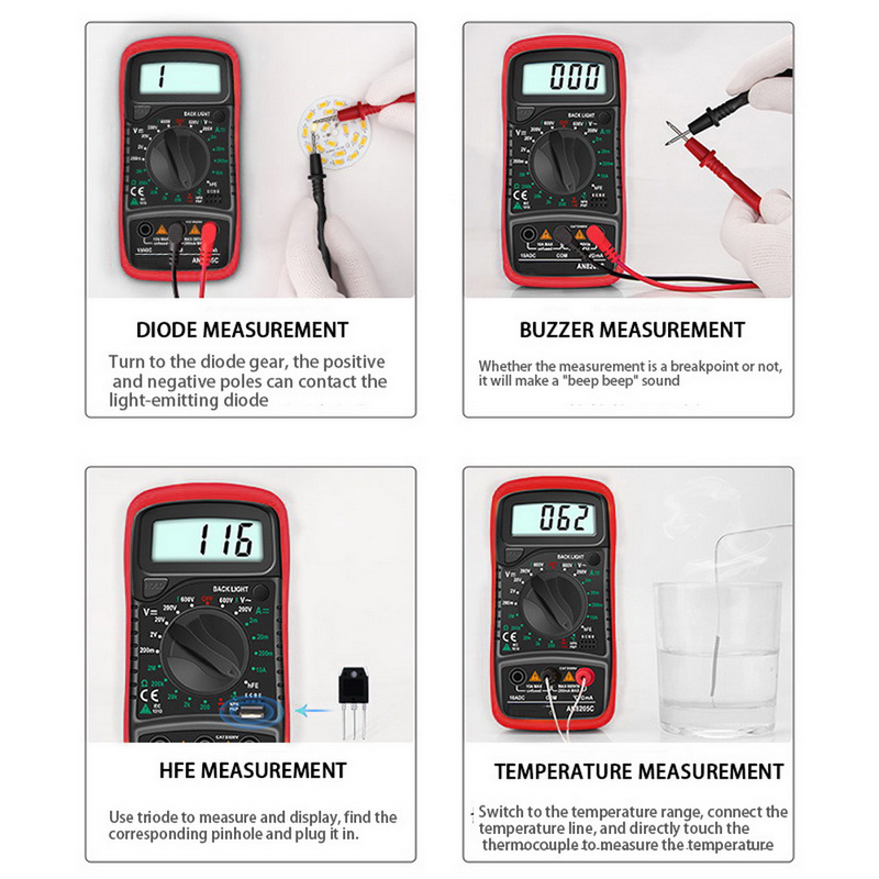 KIPRUN Digital Multimeter AC/DC Ammeter Volt Ohm Tester Meter ...