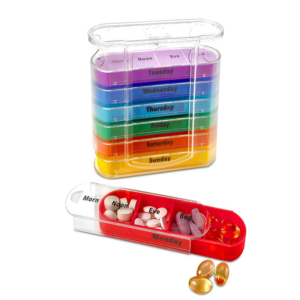 7 Day Pill Organizer Stackable 4 Times a Day Supplement Weekly Medicine ...
