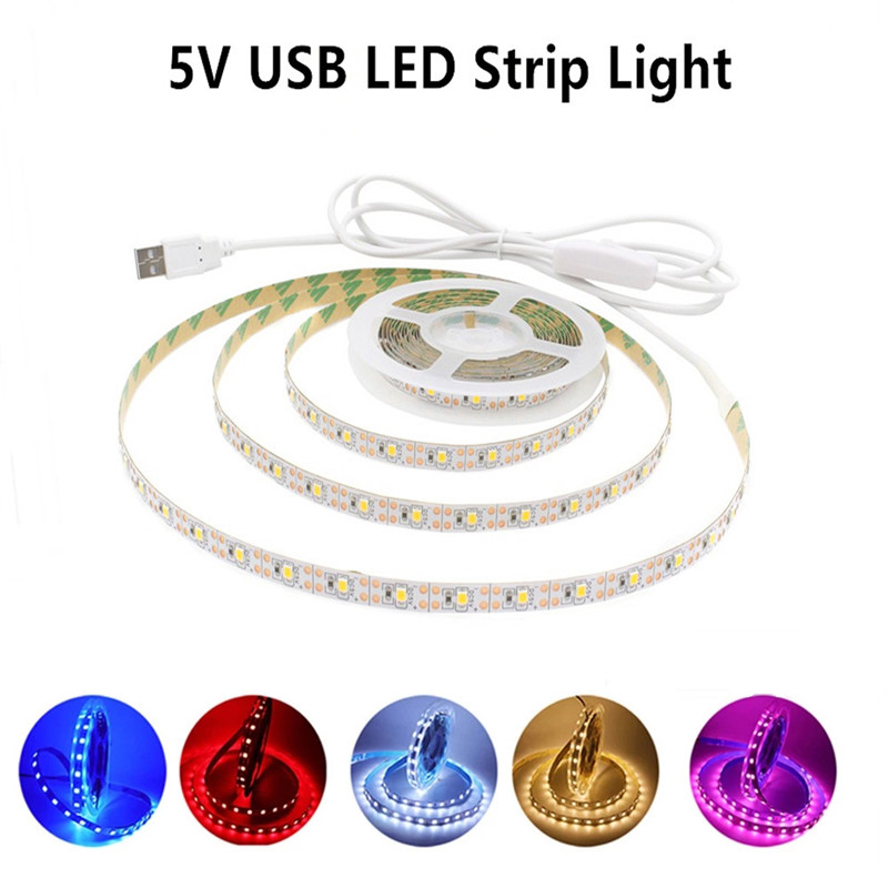 DC5V USB COB LED Strip Light with Switch 1m 2m 3m 5m Flexible Warm ...