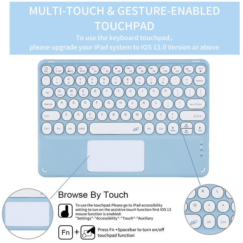 360° rotation Case with Touchpad Keyboard For iPad 7th Gen 8th 9th 10th ...