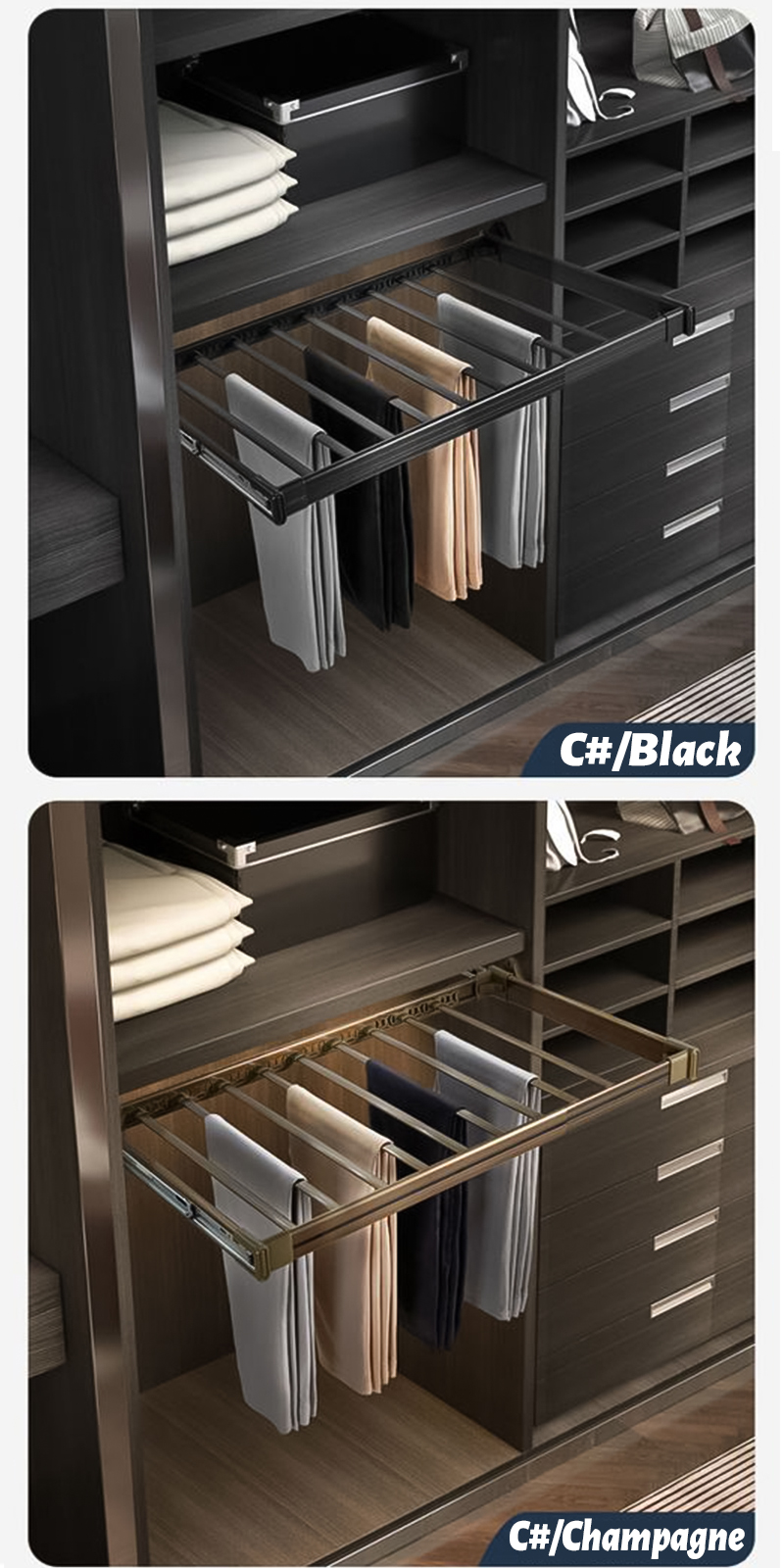 Retractable clothes rack closet trouser rack home cabinet pull out ...