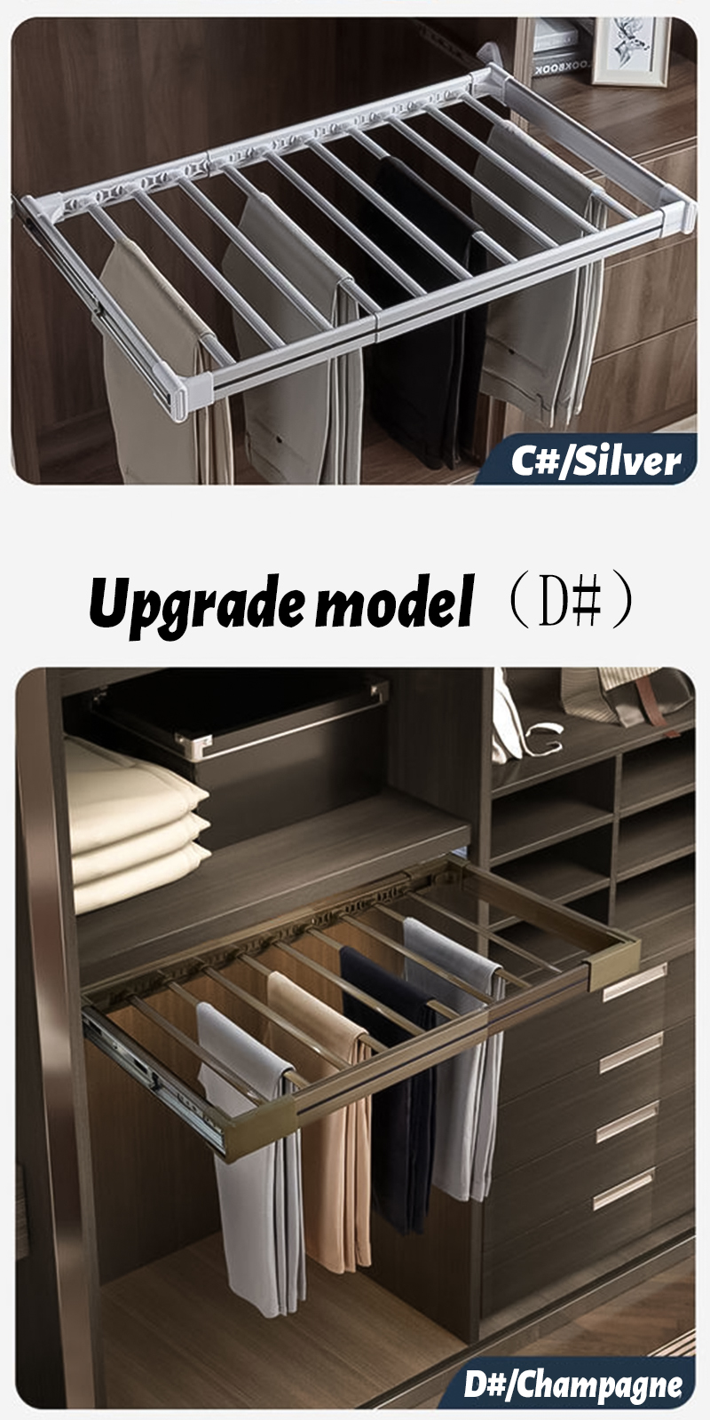 Retractable clothes rack closet trouser rack home cabinet pull out ...