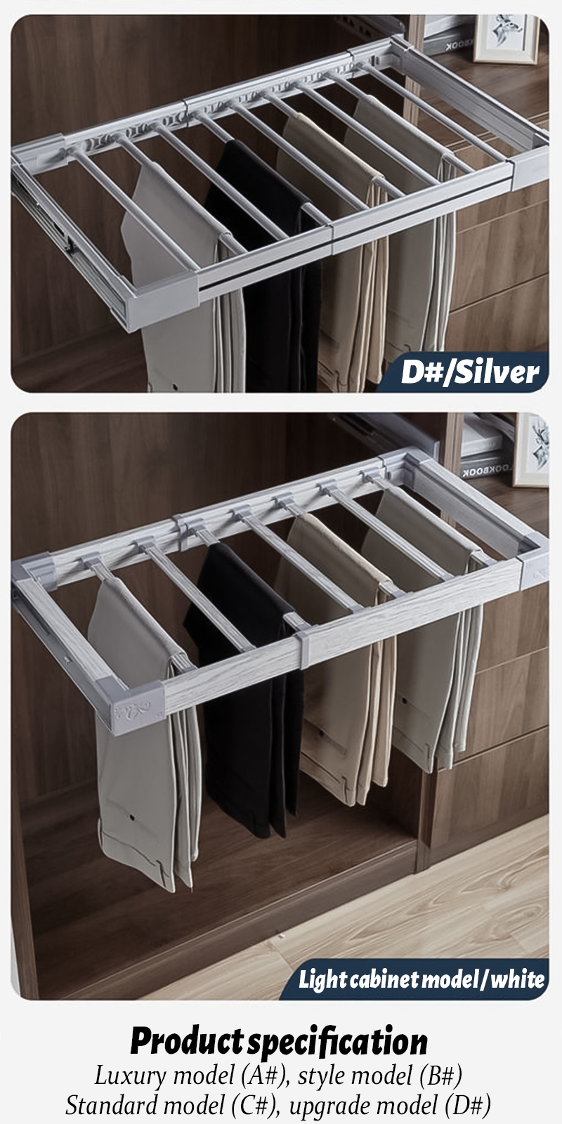 Retractable clothes rack closet trouser rack home cabinet pull out ...
