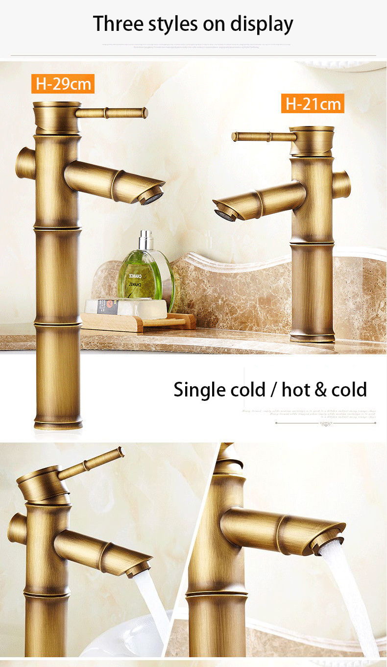Faucet All Copper European Style Antique Retro Bamboo Single Hole Basin ...