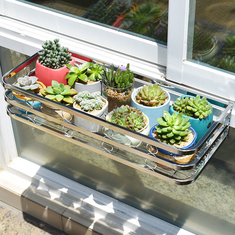 flower rack stainless steel window Sill Flower Rack Indoor Shelf Window ...