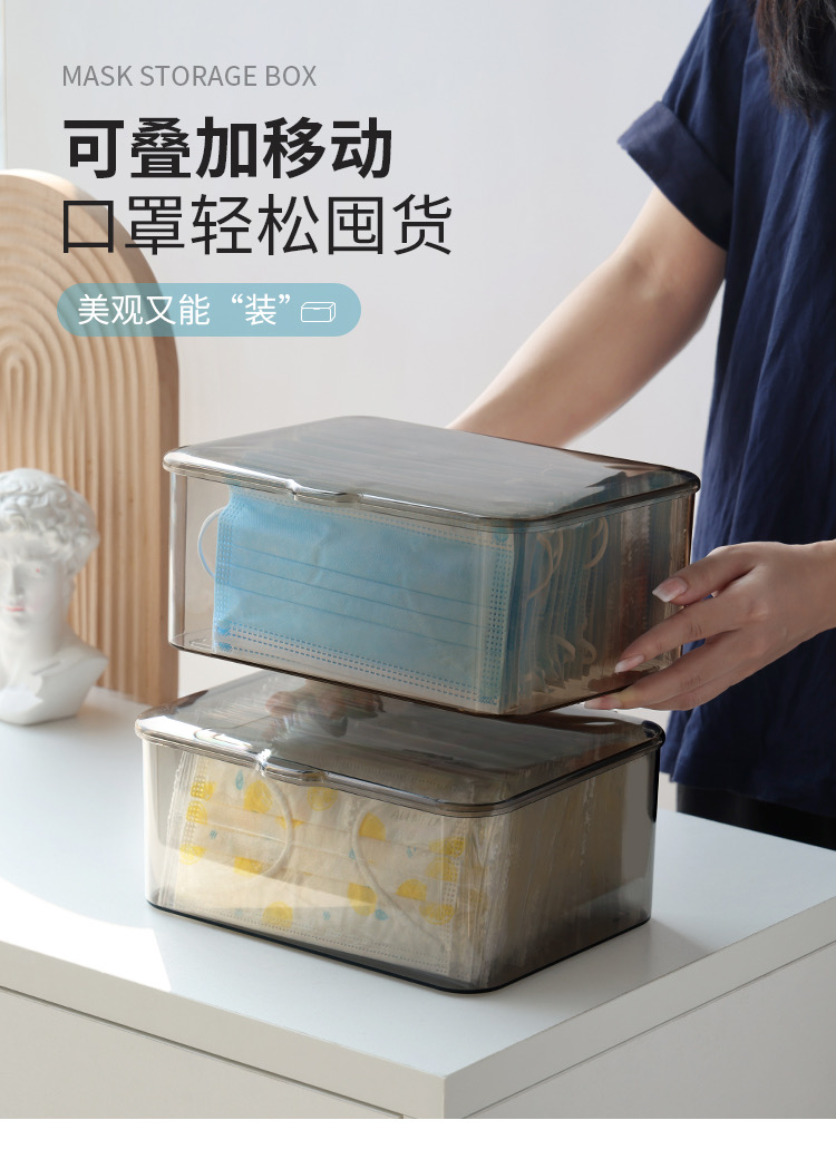 With Dust Cover Mask Storage Box Large Capacity Multifunctional ...