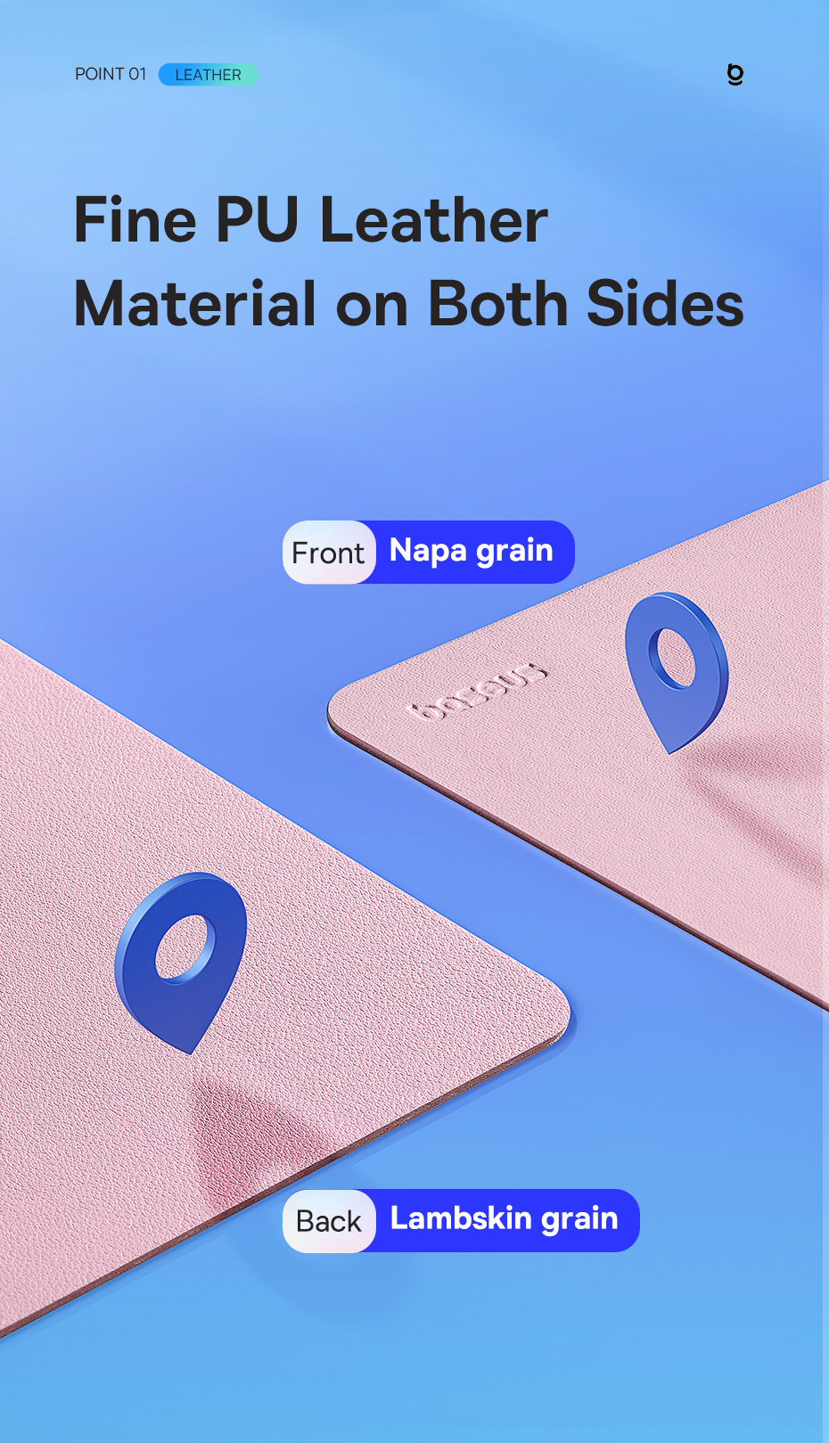 Baseus Mouse Pad PU Leather Gamer Cabinet Waterproof Mousepad Non-Slip ...