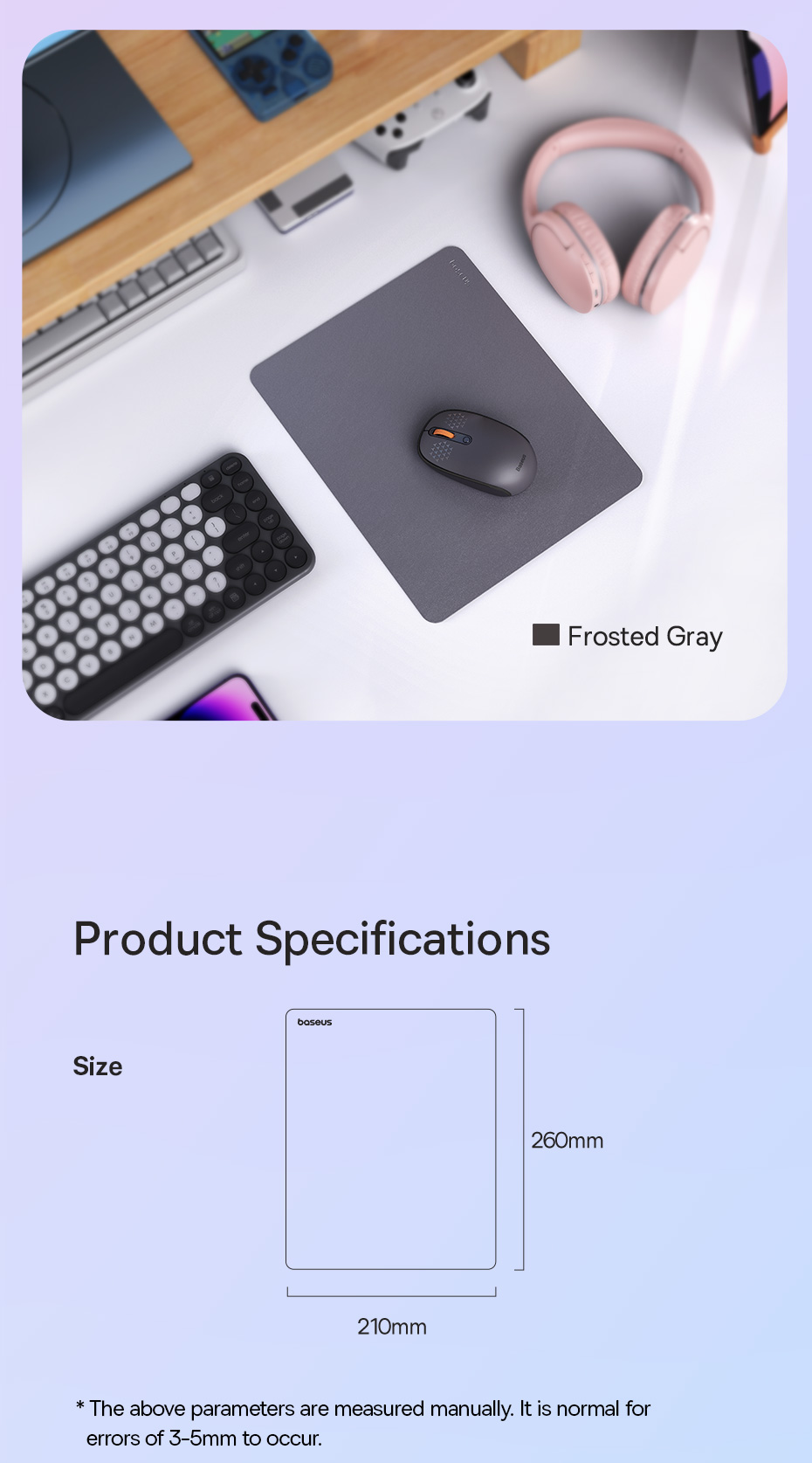 Baseus Mouse Pad PU Leather Gamer Cabinet Waterproof Mousepad Non-Slip ...