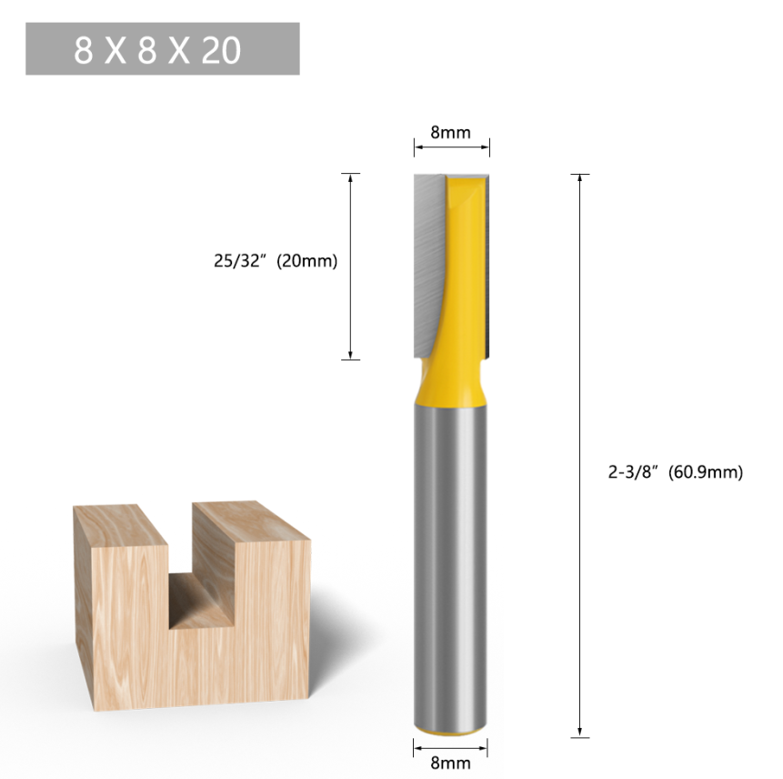LAVIE 1 Pc 8mm Shank Bottom Wood Cleaning Bit Straight Router Bit Clean ...