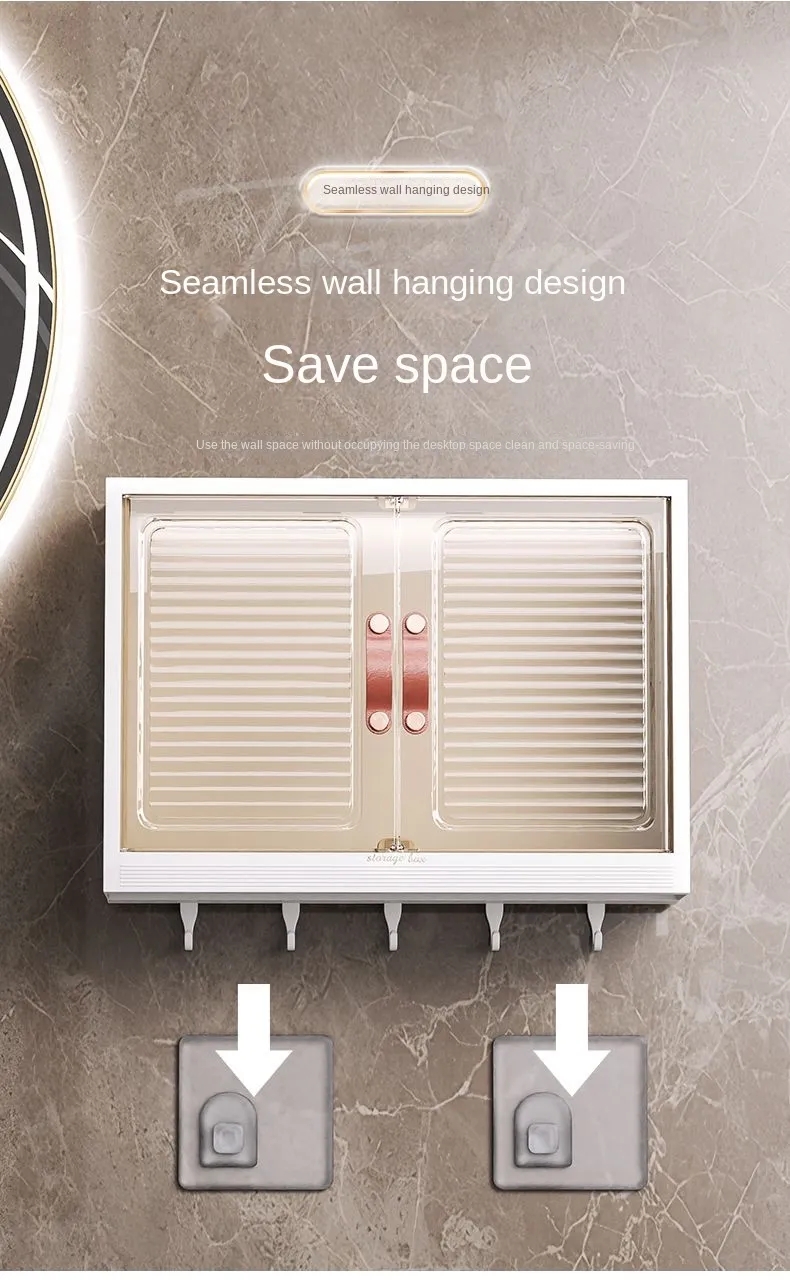 Bathroom Perforation-Free Wall-Mounted Storage Box Cosmetics Toiletries ...
