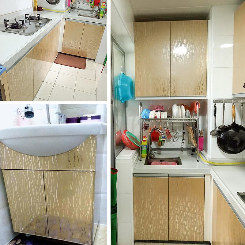 Kitchen Cabinet Stickers Waterproof Oil Plaid Pattern Self-adhesive ...