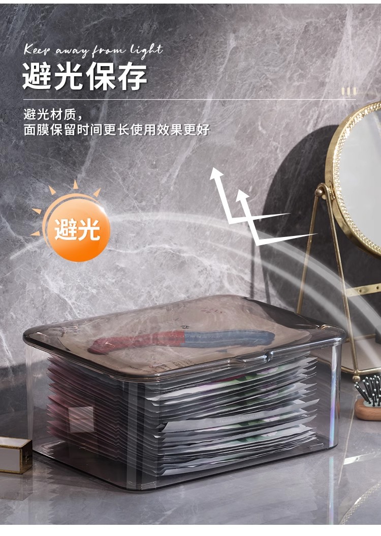 Facial Mask Storage Box with Cover Dust-proof Desktop Storage Box ...