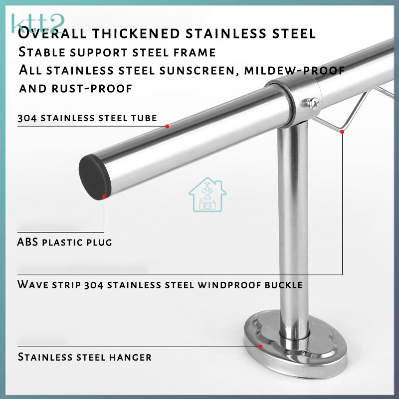 clothes pole 304 stainless steel balcony outdoor clothes rack ceiling ...