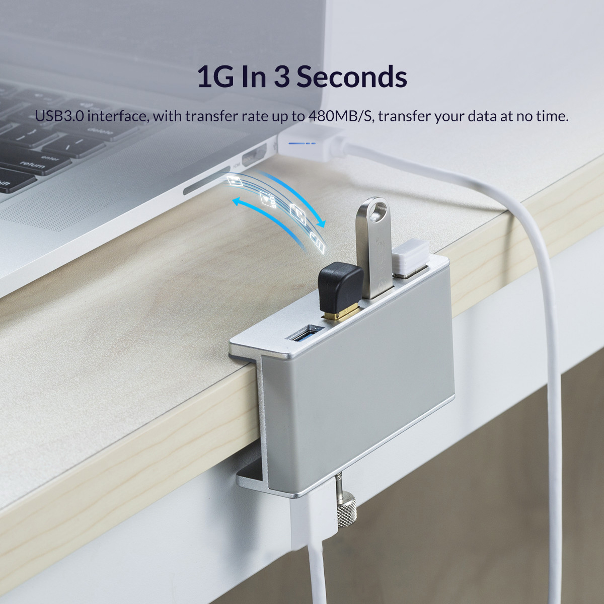 4 Ports Aluminum External Dock Station USB 3.0 Type C Clip HUB with ...
