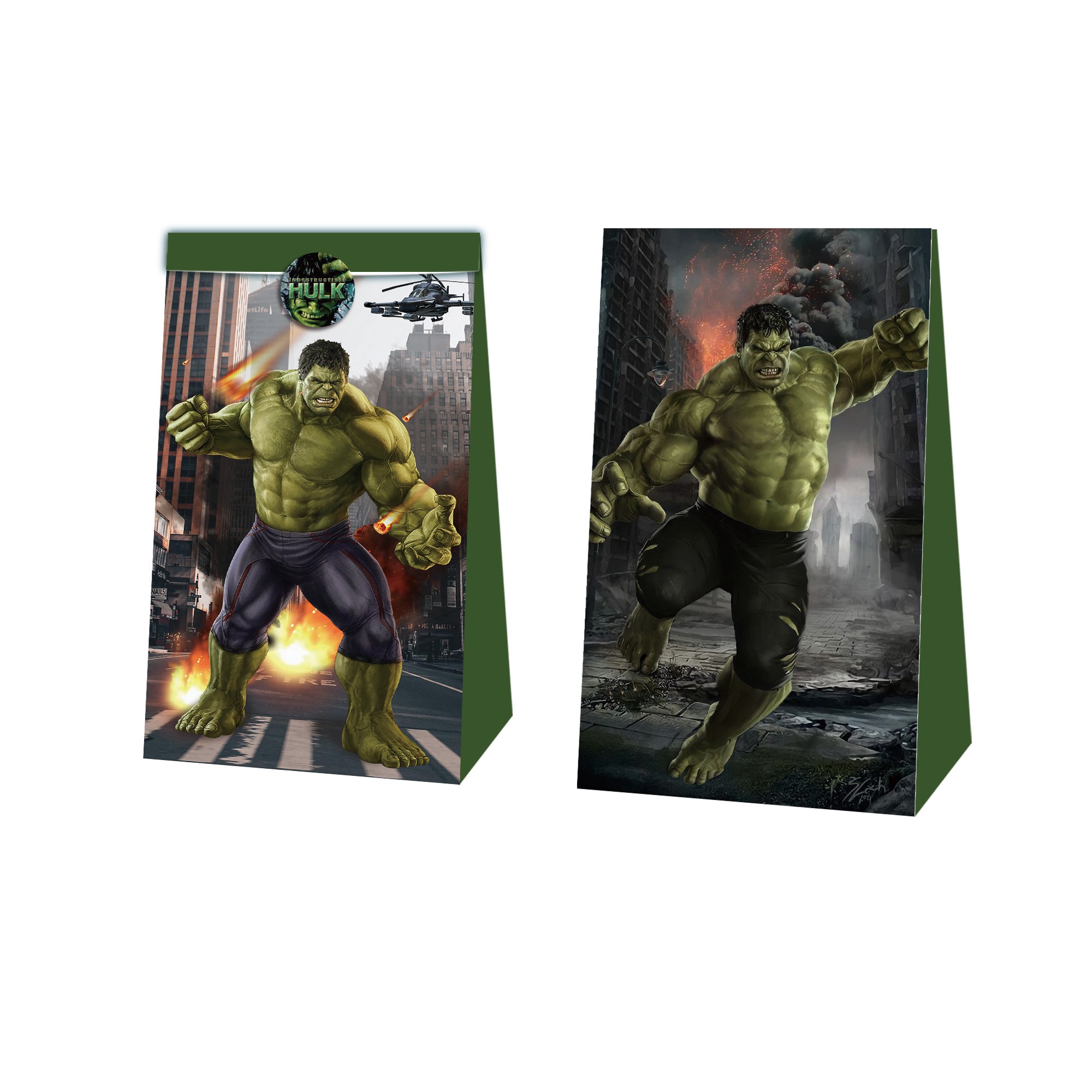 12pcs Super Hero Green Hulk Kid Birthday Party Paper Gift Bags Supplies ...