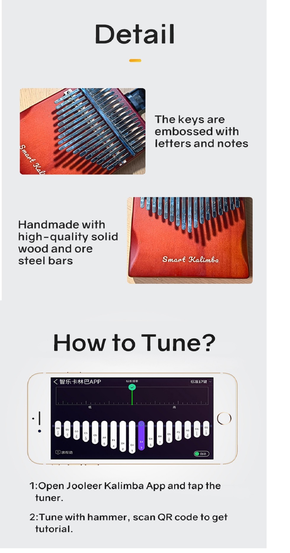 【Easy-to-Learn】Jooleer zhile Smart Kalimba APP Thumb Piano 17 21 Keys ...