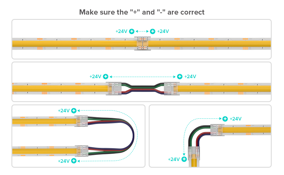 BTF-LIGHTING 3/4Pin FCOB Led light strip connector, 10mm 12 FCOB ...