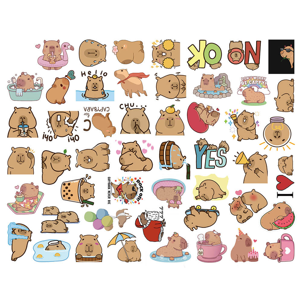 [Large Sticker]50pcs Cute Capybara Stickers Diy Album Laptop Phone ...