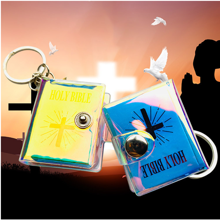 1Pc Christian Jesus HOLY BIBLE Mini Wallet Keychain Key Rings Hanging ...
