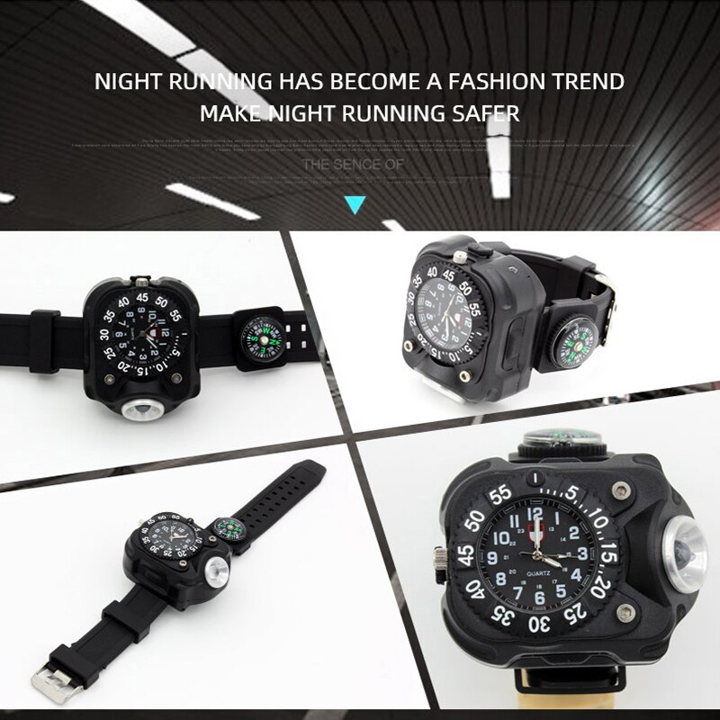 Wrist watch with flashlight LED torch light powerful rechargeable Watch ...