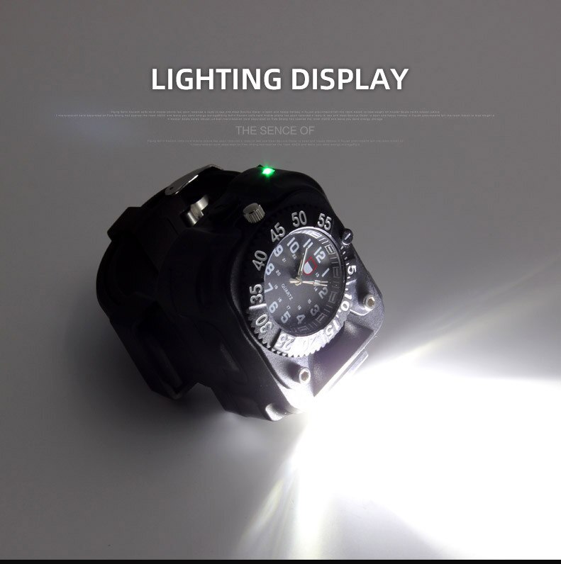 Wrist watch with flashlight LED torch light powerful rechargeable Watch ...