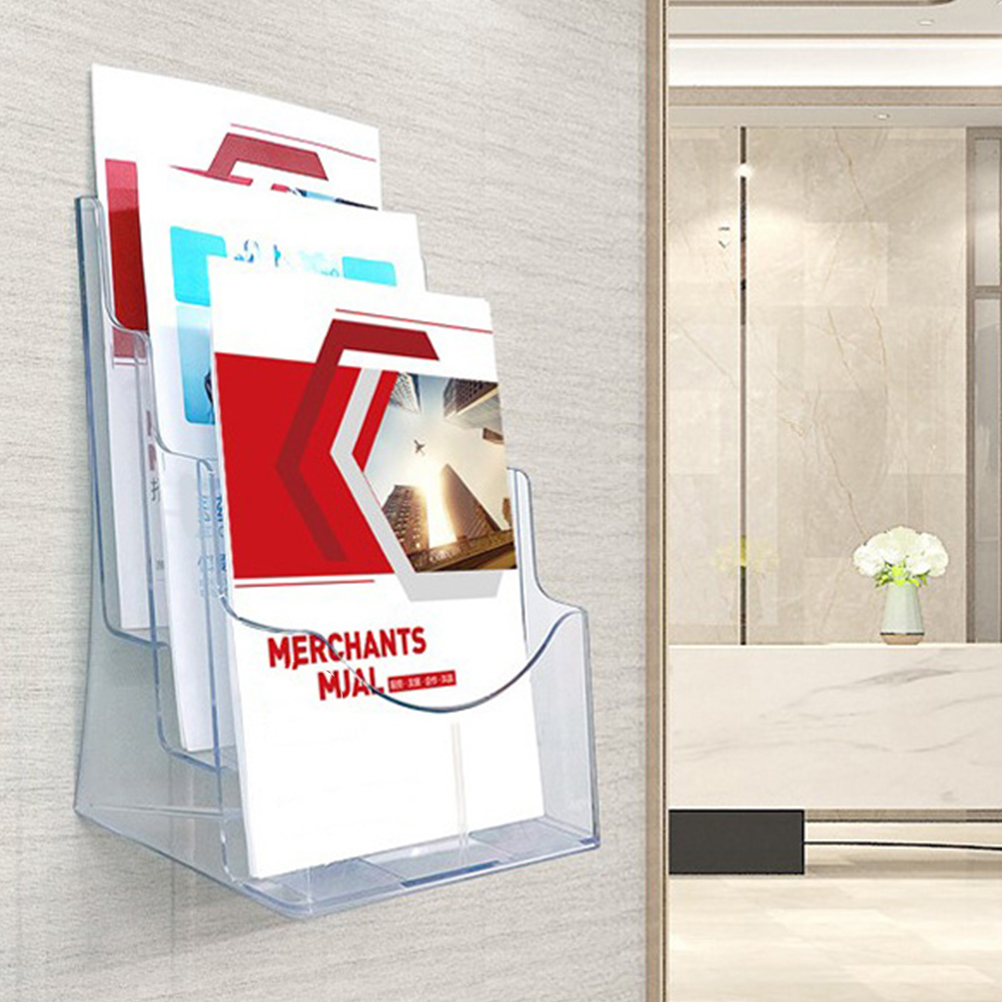 File Rack Clear Flyer Holder Wall Mount Desktop Brochure Holder ...