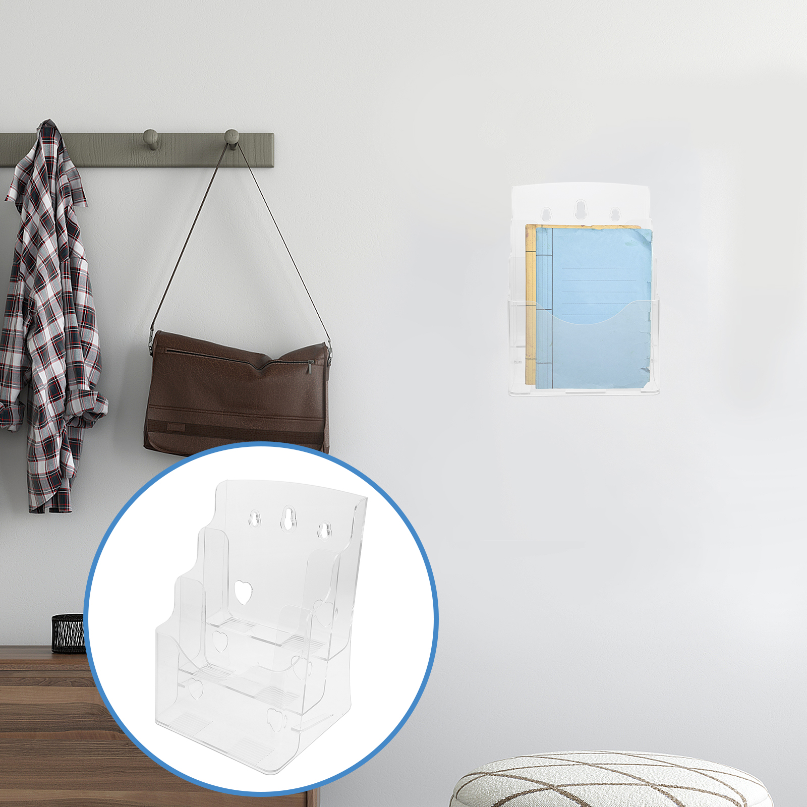 File Rack Clear Flyer Holder Wall Mount Desktop Brochure Holder ...