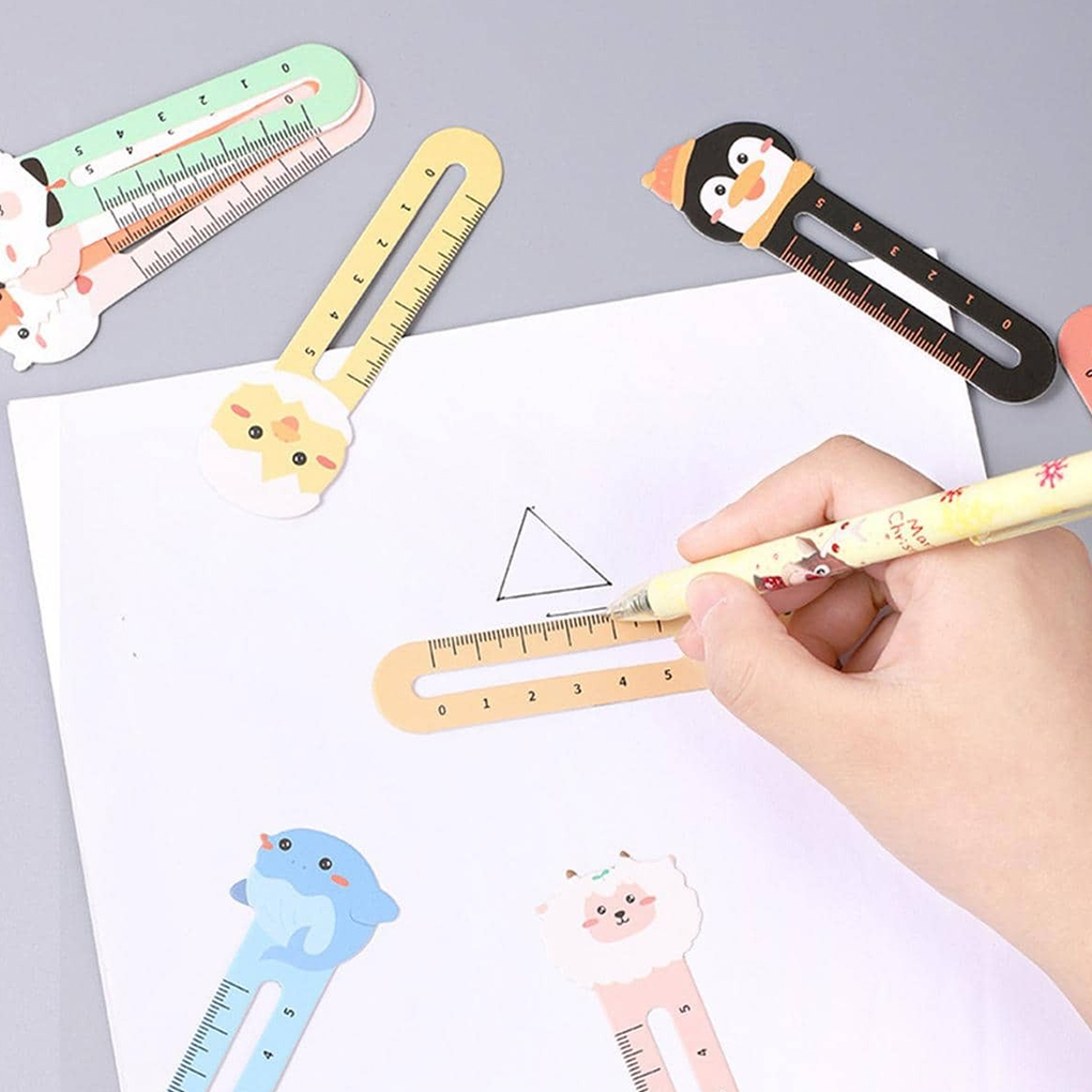 50 Colorful Paper Portable Cartoon Cute Small Animal Ruler Bookmarks ...