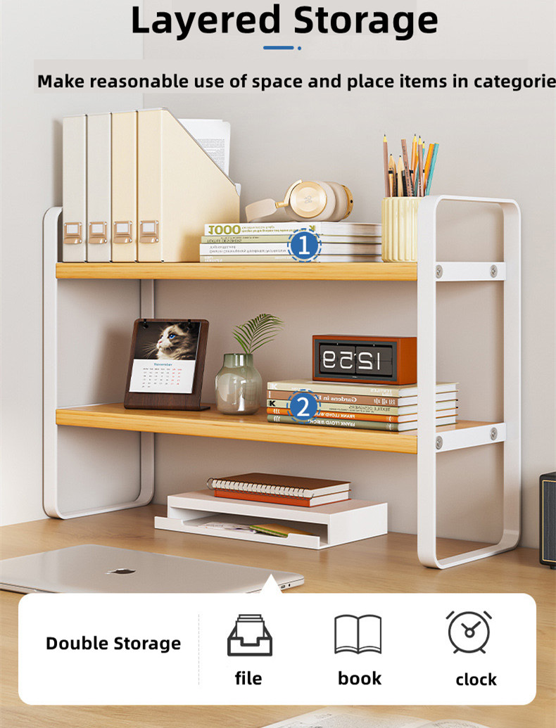 Desktop Organiser Shelf Student Book Shelf Stationery Organizer Rack ...