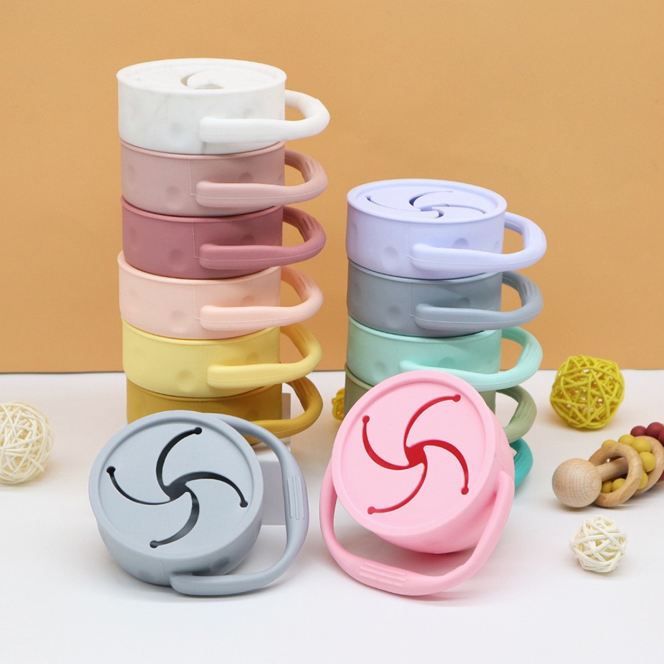 BPA Free Kids Silicone Food Storage Box Solid Color Baby Snack Cup