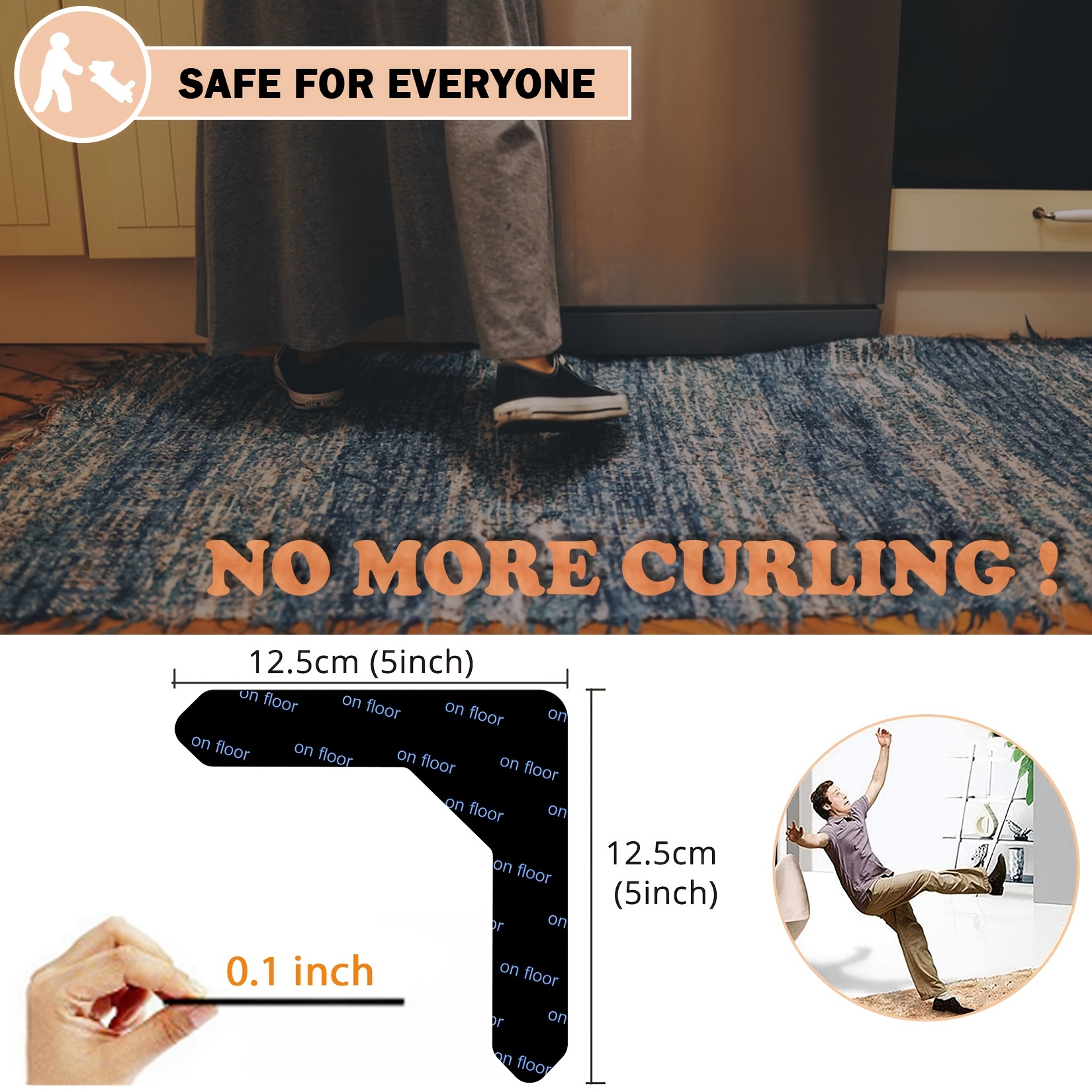 4/8pcs Carpet Tape Non Slip Rug Tape Reusable Rug Pad Gripper for Area ...