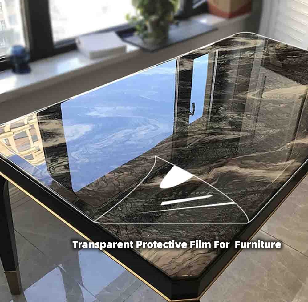 4 MIL Thick Clear Glossy PVC Film - Furniture Protection, Self-Adhesive Table Top Sticker