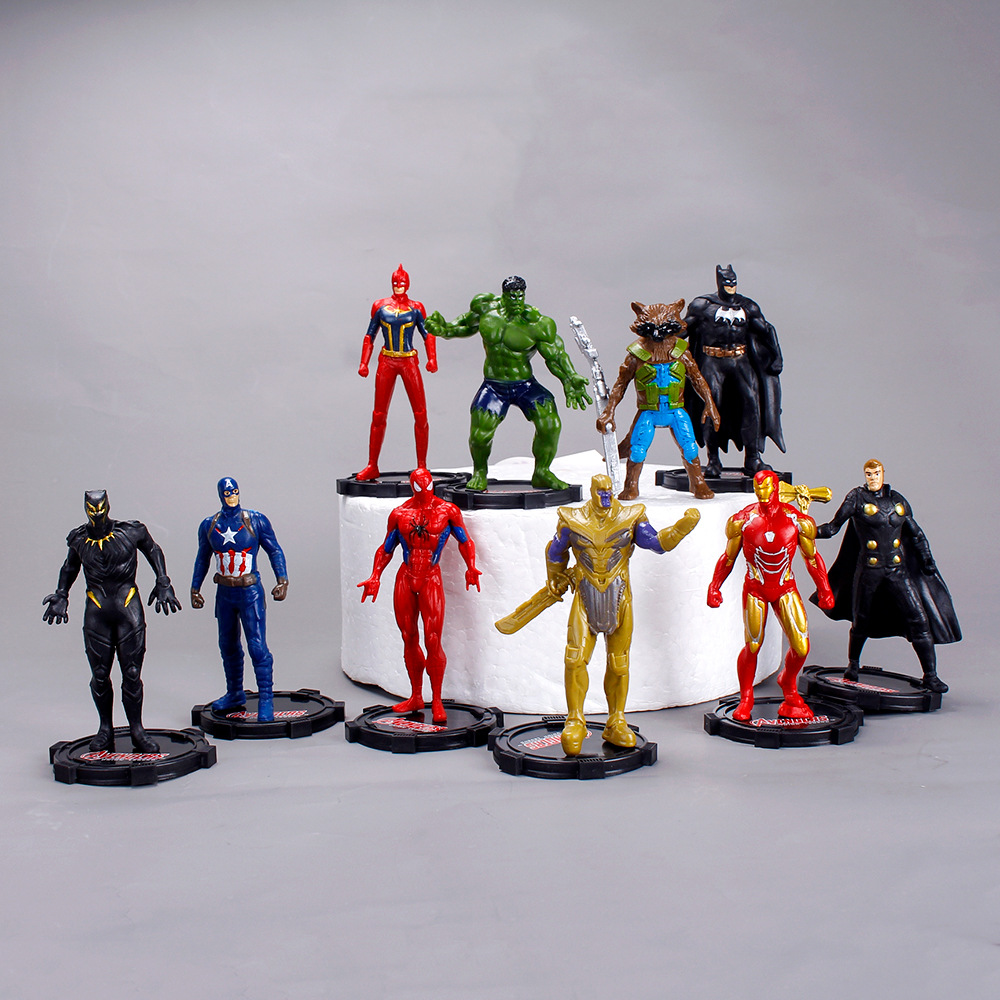 10Pcs/Set 8-10cm Marvel The Avengers Spider-Man Iron Man Hulk Batman ...