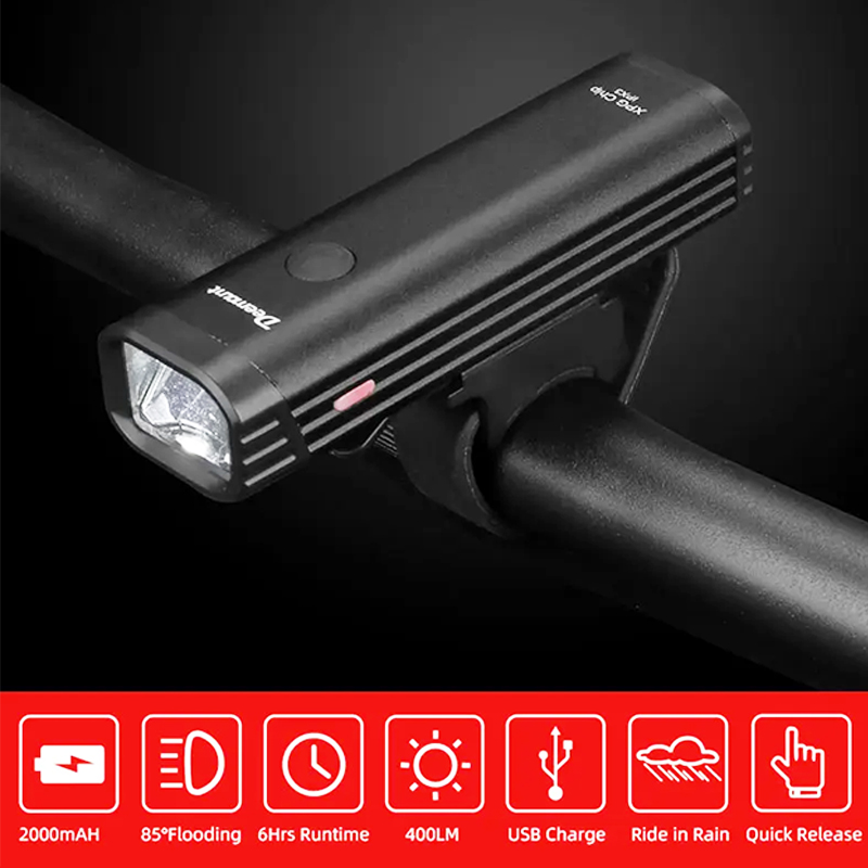 Deemount Bicycle Headlight 400Lumen 2000mAH LED Lantern Front Lighting ...