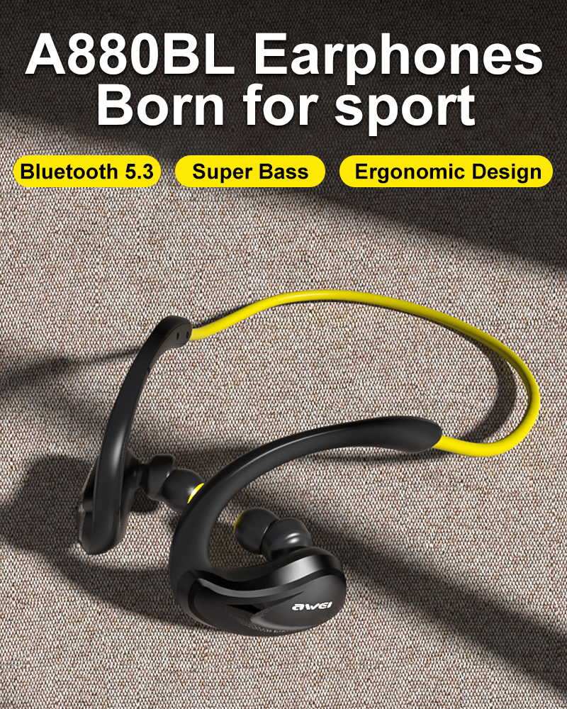Awei A880BL Bluetooth Earphone Neckband sports Headset Waterproof Running Earbuds Smart Touch Built in Microphone Shopee Singapore