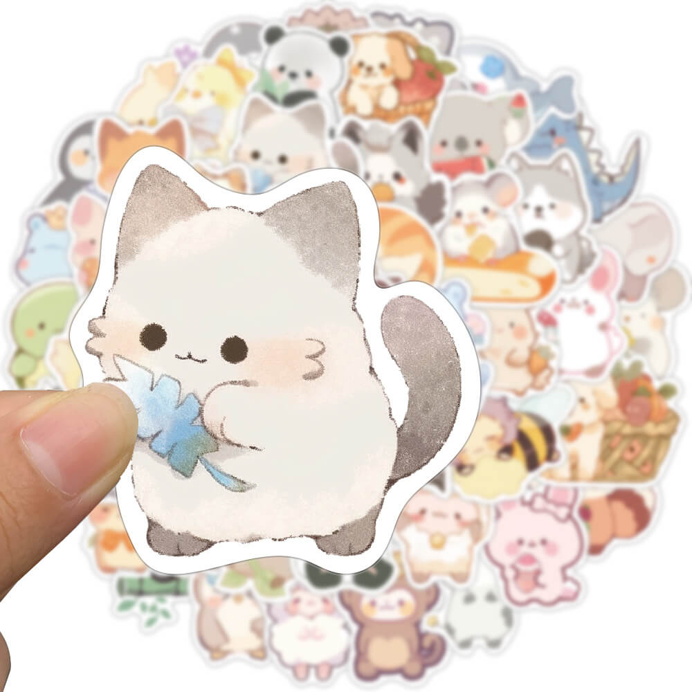 [Large Sticker]50pcs Mix Cute Anime Animal Cartoon Stickers Waterproof ...