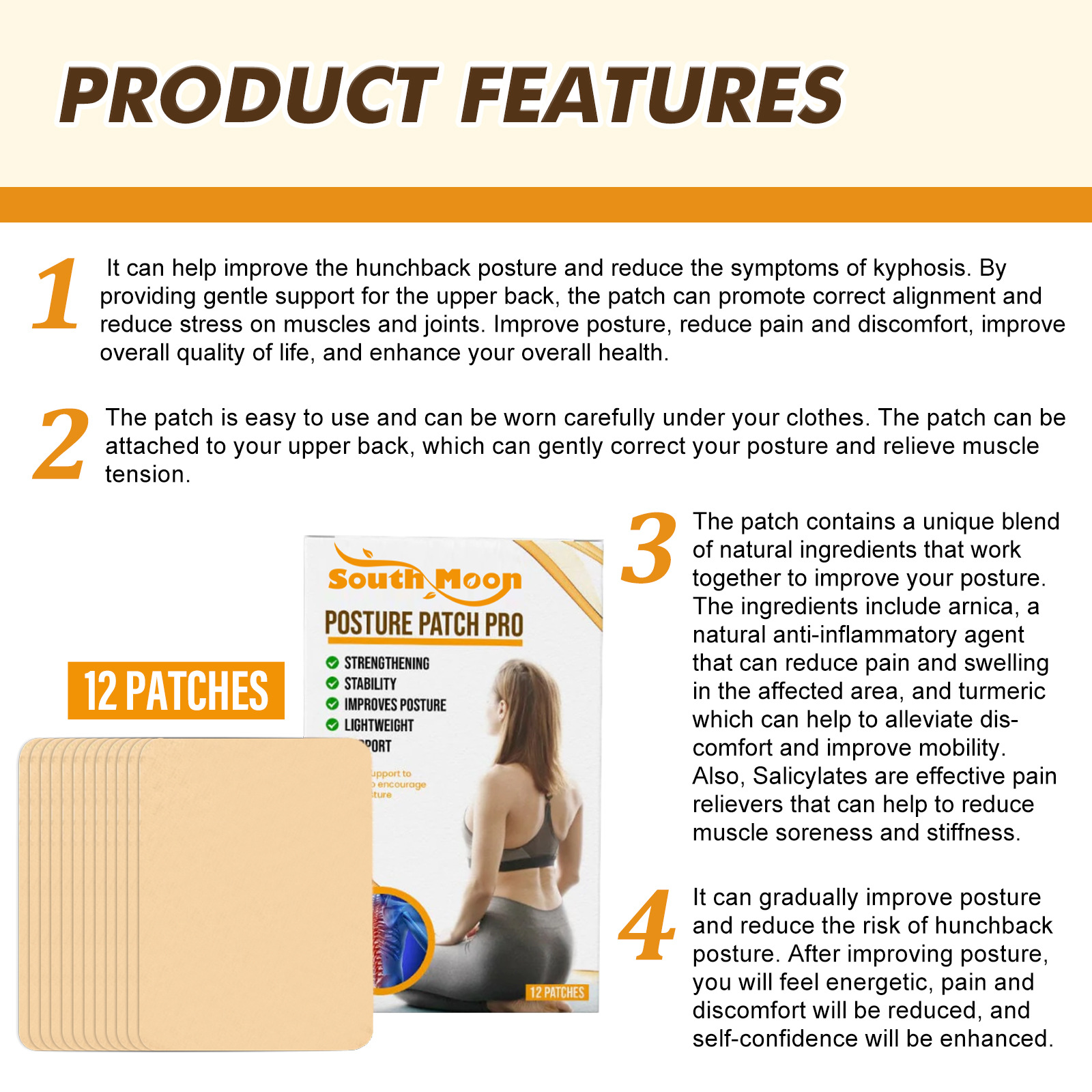 South Moon Posture Patch Pro 12patches Corrective Body Care Strips ...
