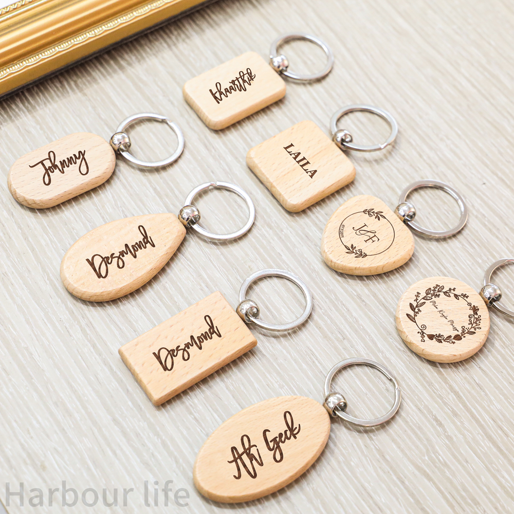 Harbour life Custom Engraved wedding names Teacher's Day Gift Wood Key ...