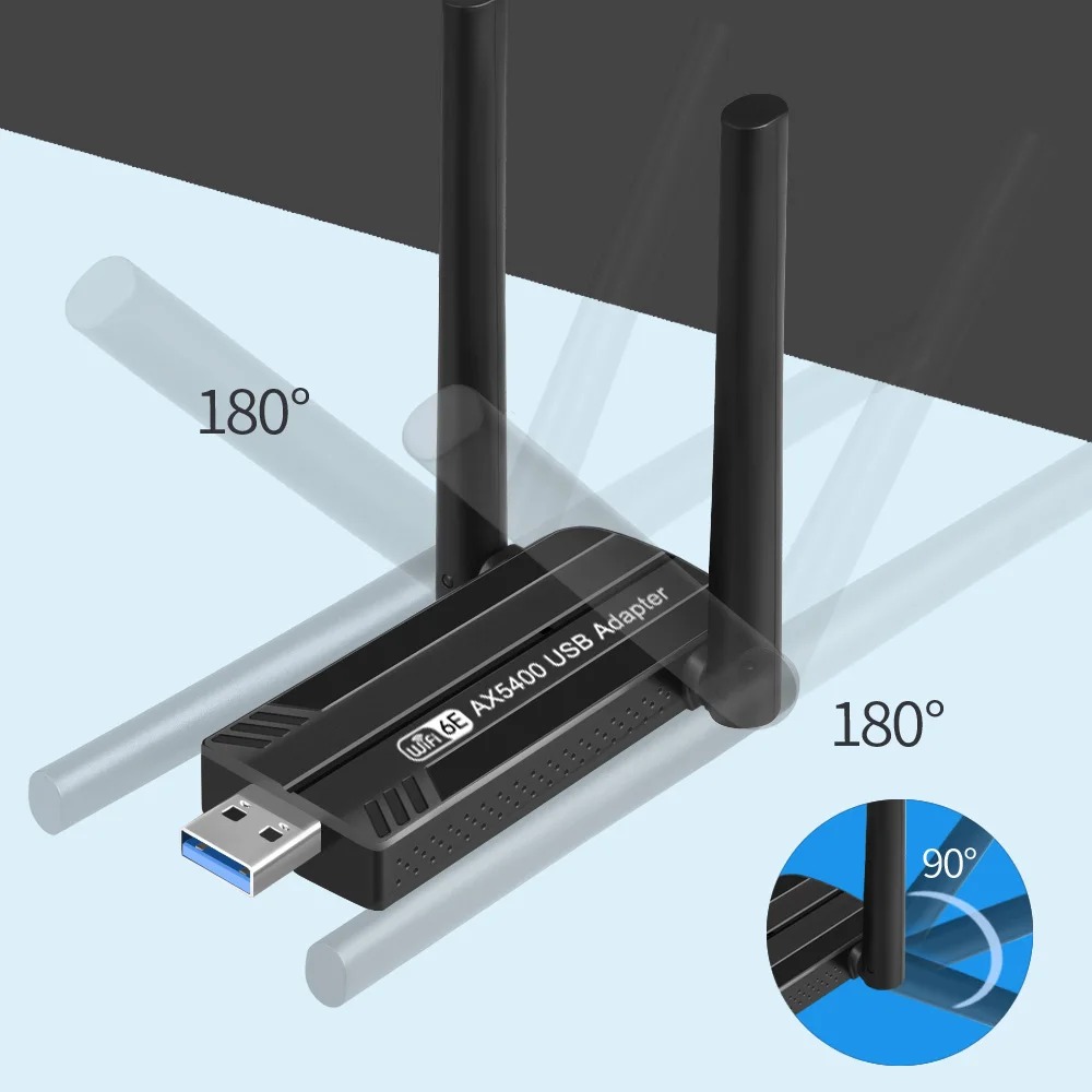 5400Mbps USB3.0 WiFi 6E Adapter Tri Band 2.4G 5G 6G Wireless WiFi ...