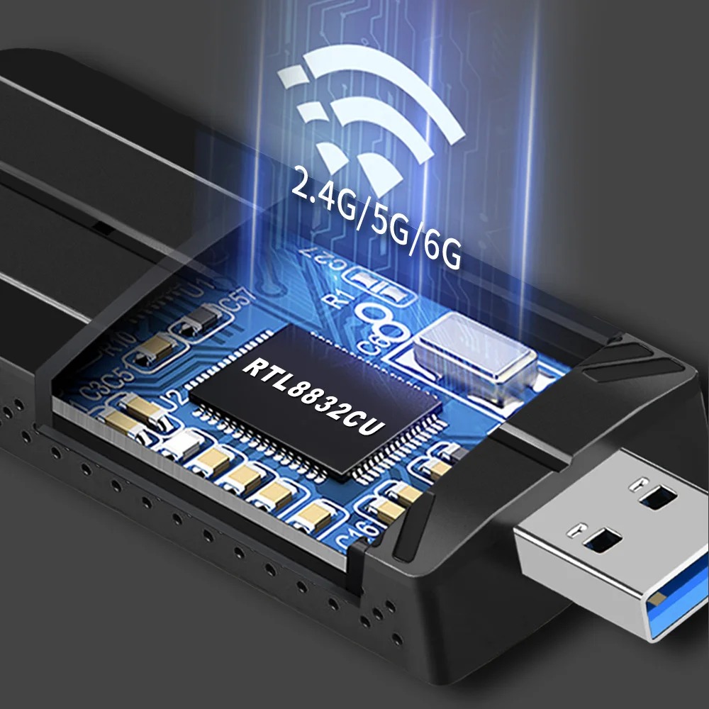 5400Mbps USB3.0 WiFi 6E Adapter Tri Band 2.4G 5G 6G Wireless WiFi ...