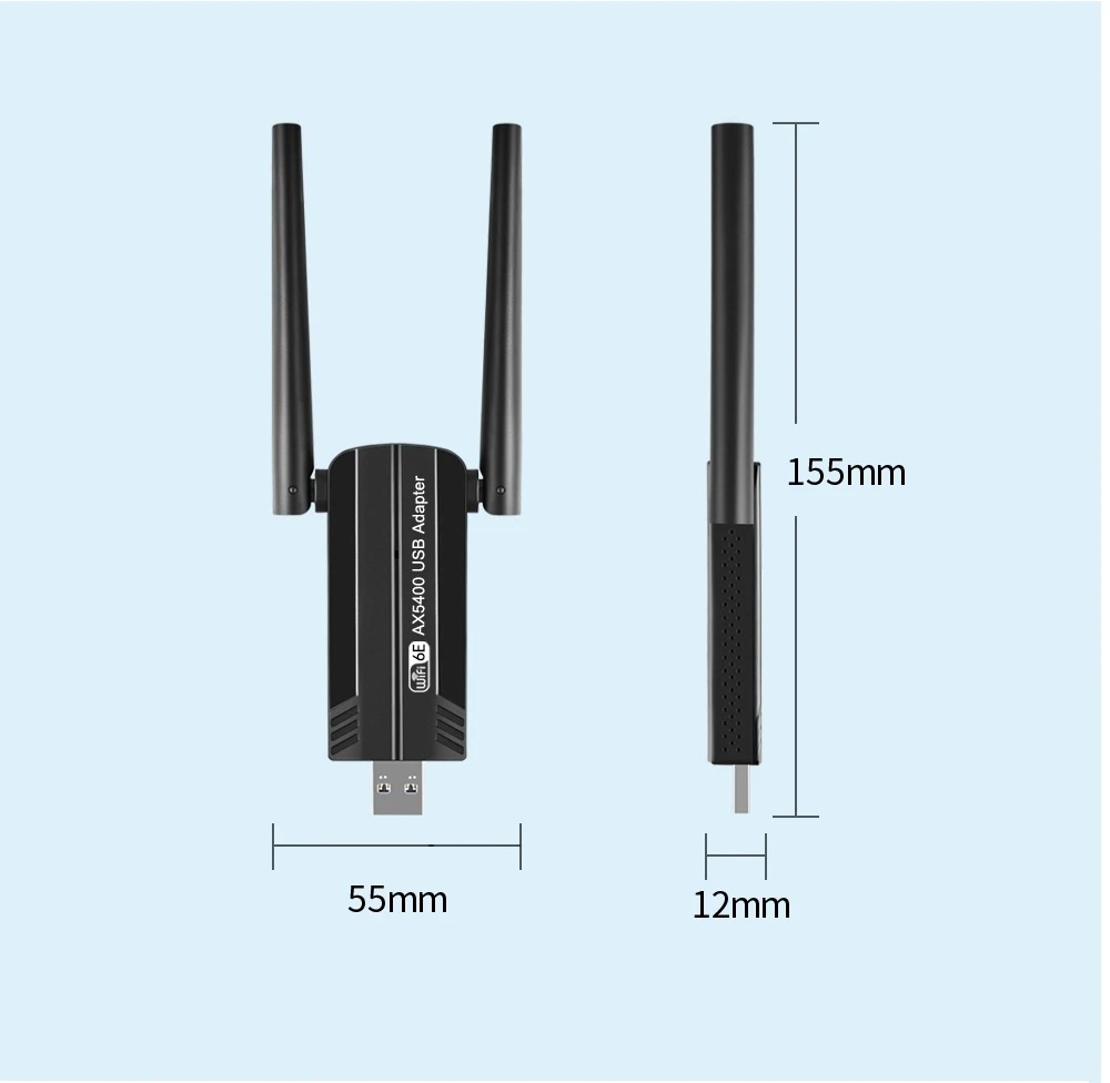 5400Mbps USB3.0 WiFi 6E Adapter Tri Band 2.4G 5G 6G Wireless WiFi ...